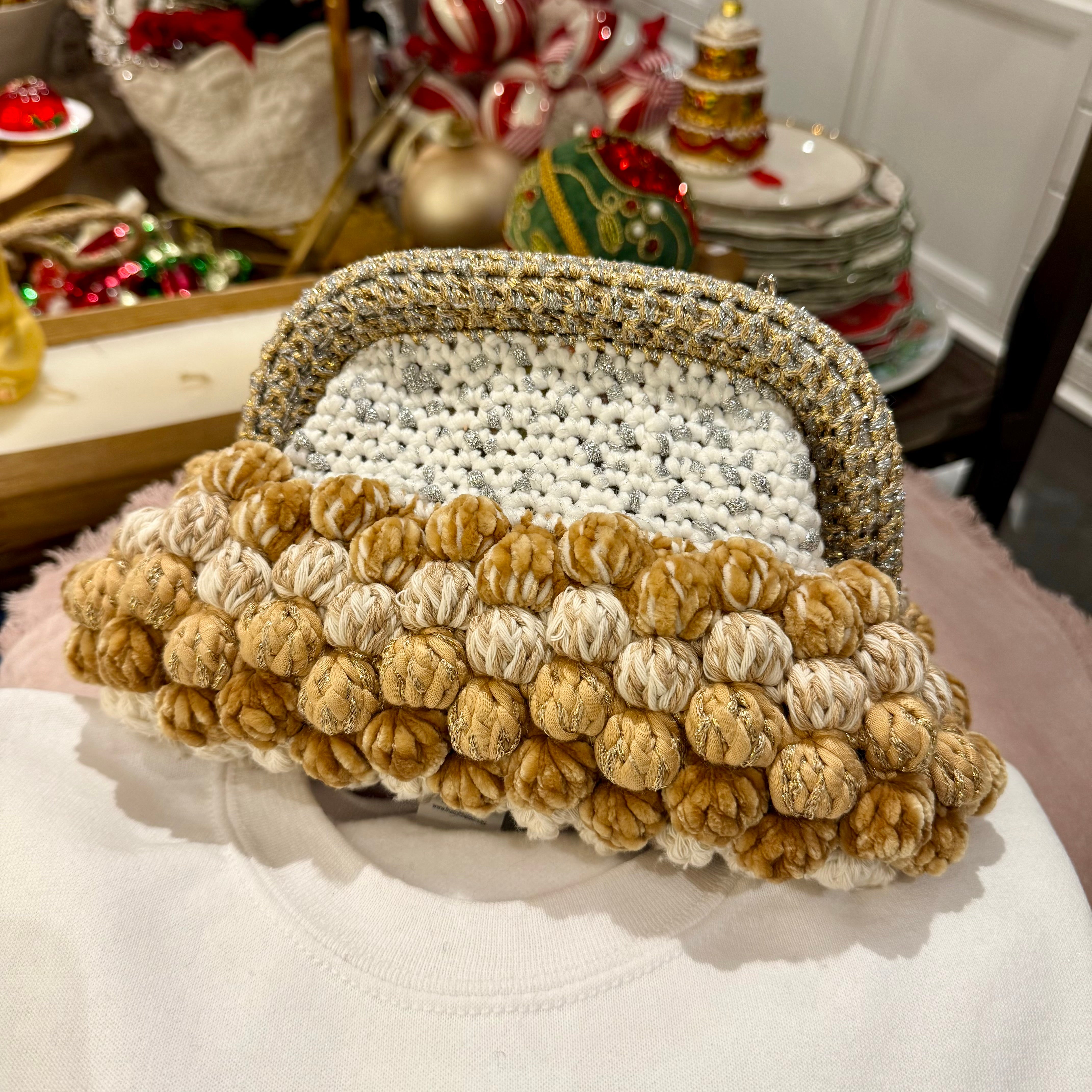 Sac chenille et lurex or