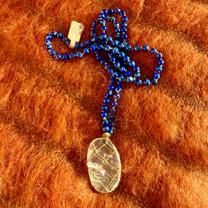 Sautoir Lapis Lazuli et Cristal de Roche M