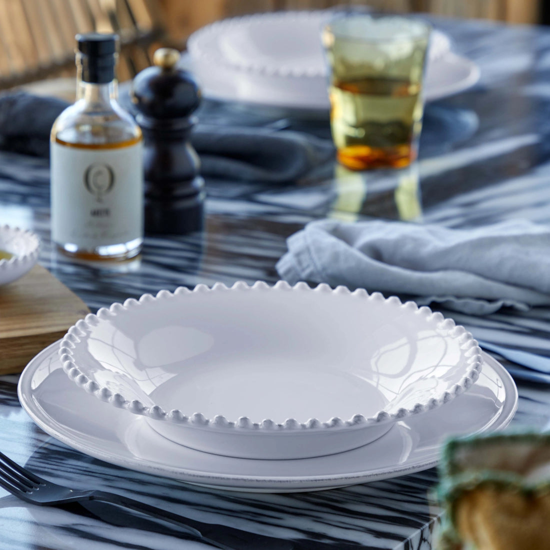 Assiette creuse Perle Blanche