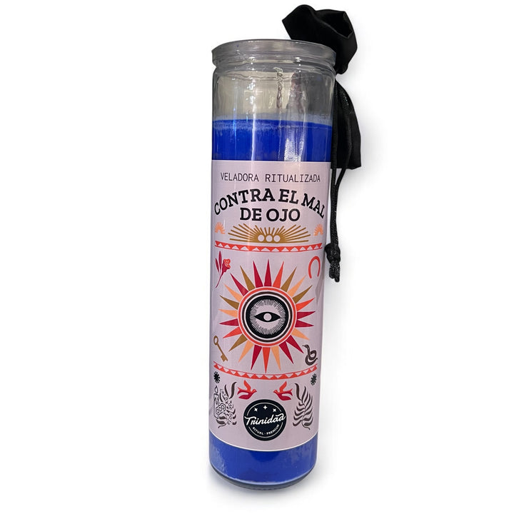 Bougie ritualisée contre le mauvais œil en verre