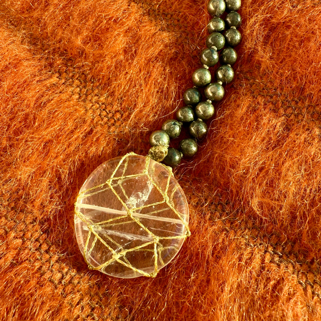 Sautoir Pyrite et Cristal de Roche XL