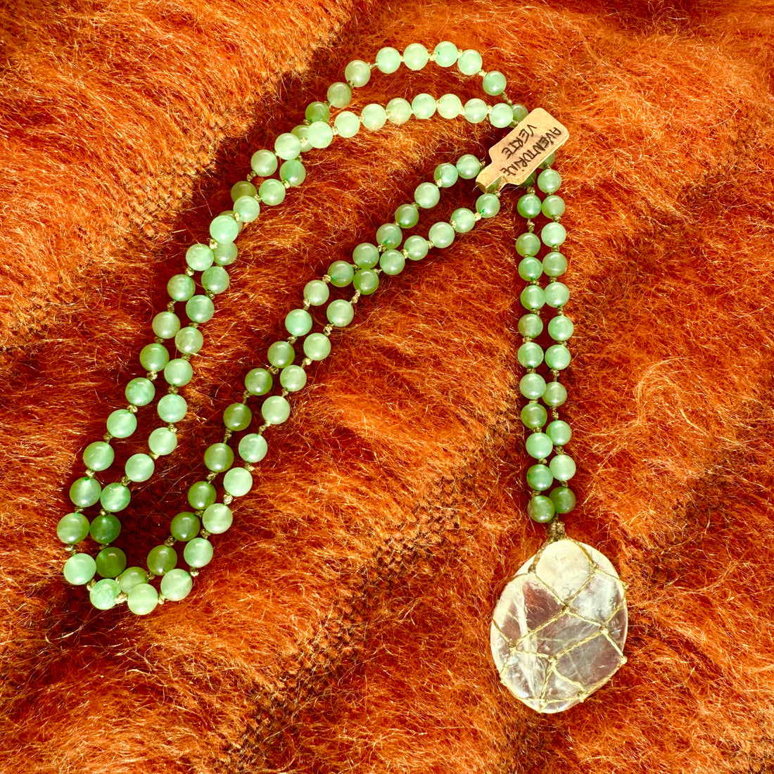 Sautoir Aventurine Verte et Cristal de Roche M