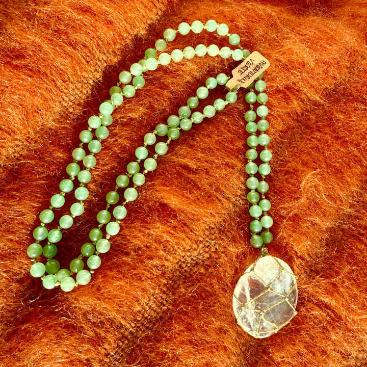 Sautoir Aventurine Verte et Cristal de Roche M